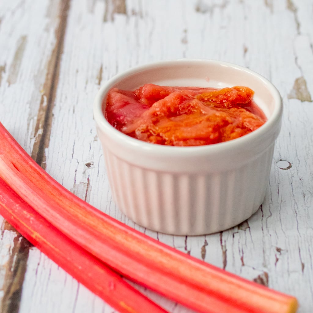 stewed rhubarb in a ramekin flavoured with cinnamon
