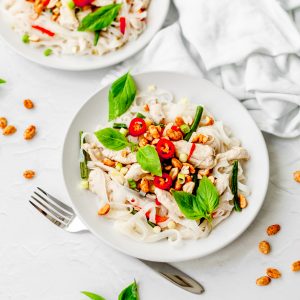 plate of lemongrass chicken stir fry