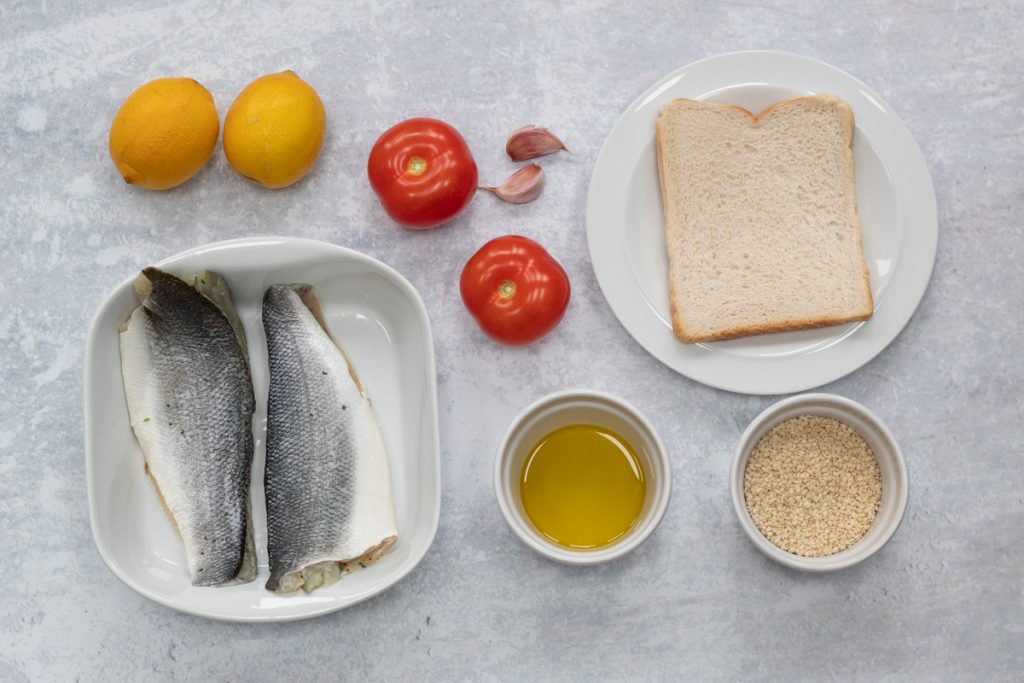 Ingredients for sea bass with tarator sauce