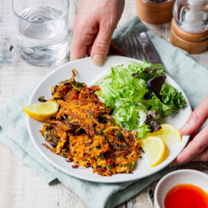 Plate of sweet potato and black bean patties