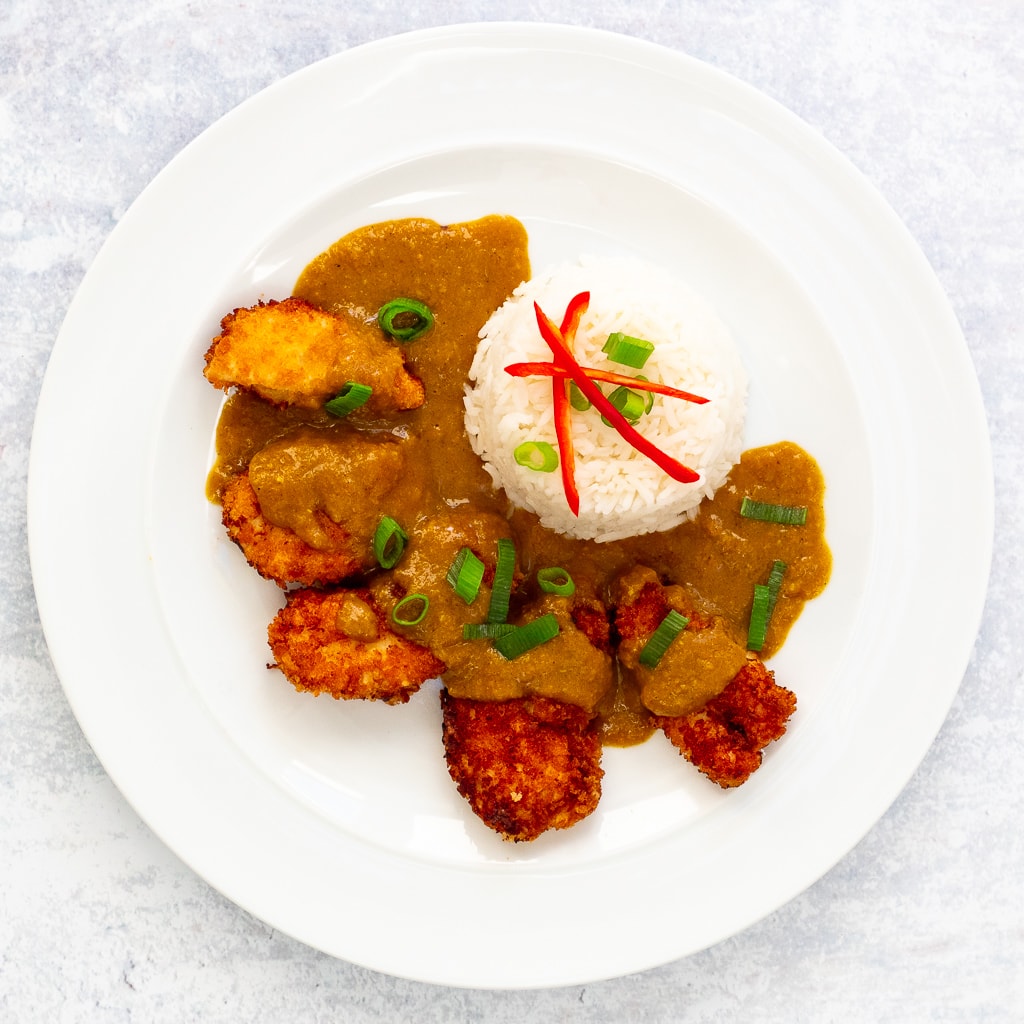 plate of Japanese chicken curry with rice