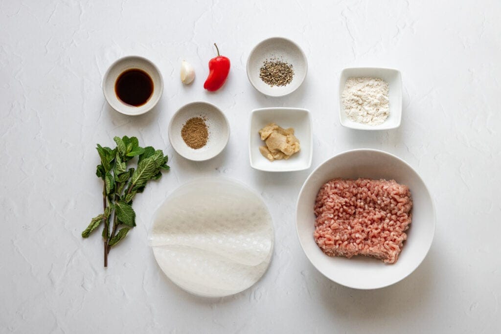 Ingredients for steamed pork dumplings