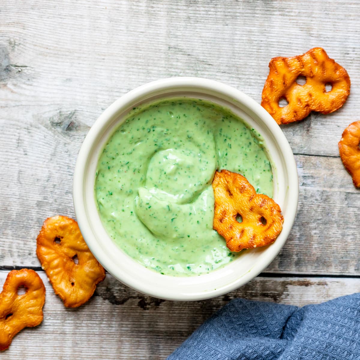 bowl of avocado yogurt and coriander dip
