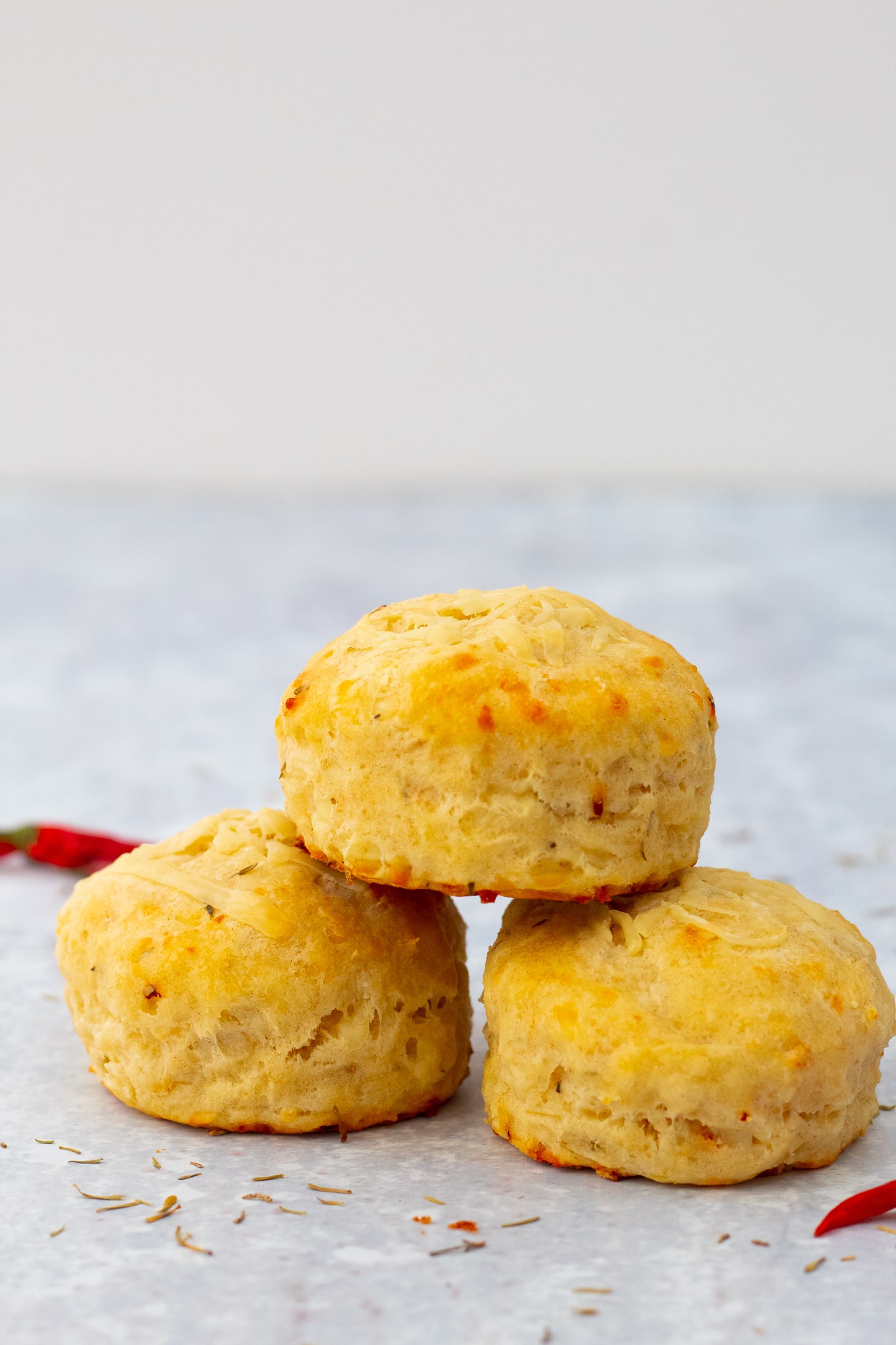 cheese chilli scones stacked up