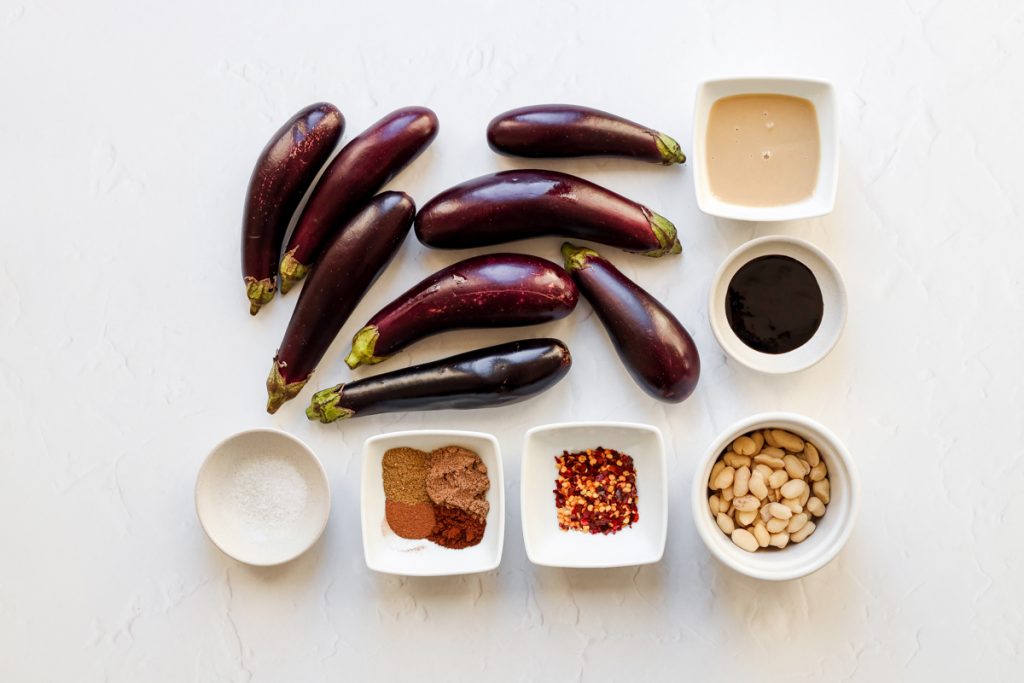 Ingredients for stuffed aubergine curry