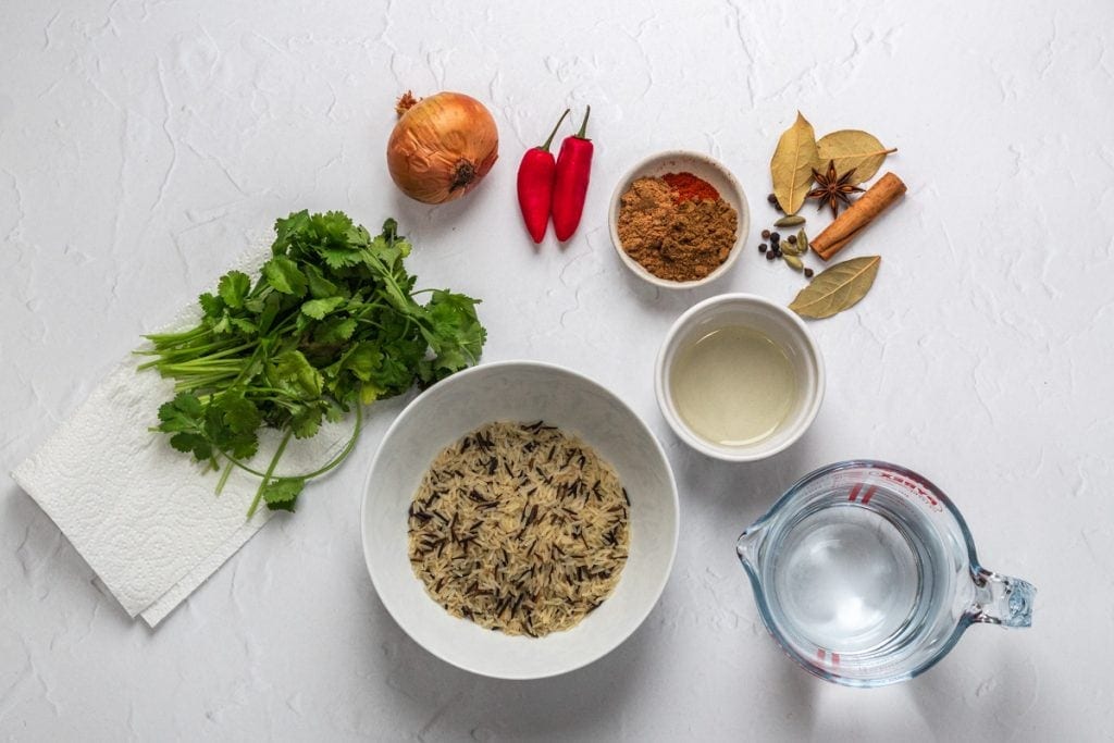 Ingredients for the chicken biryani