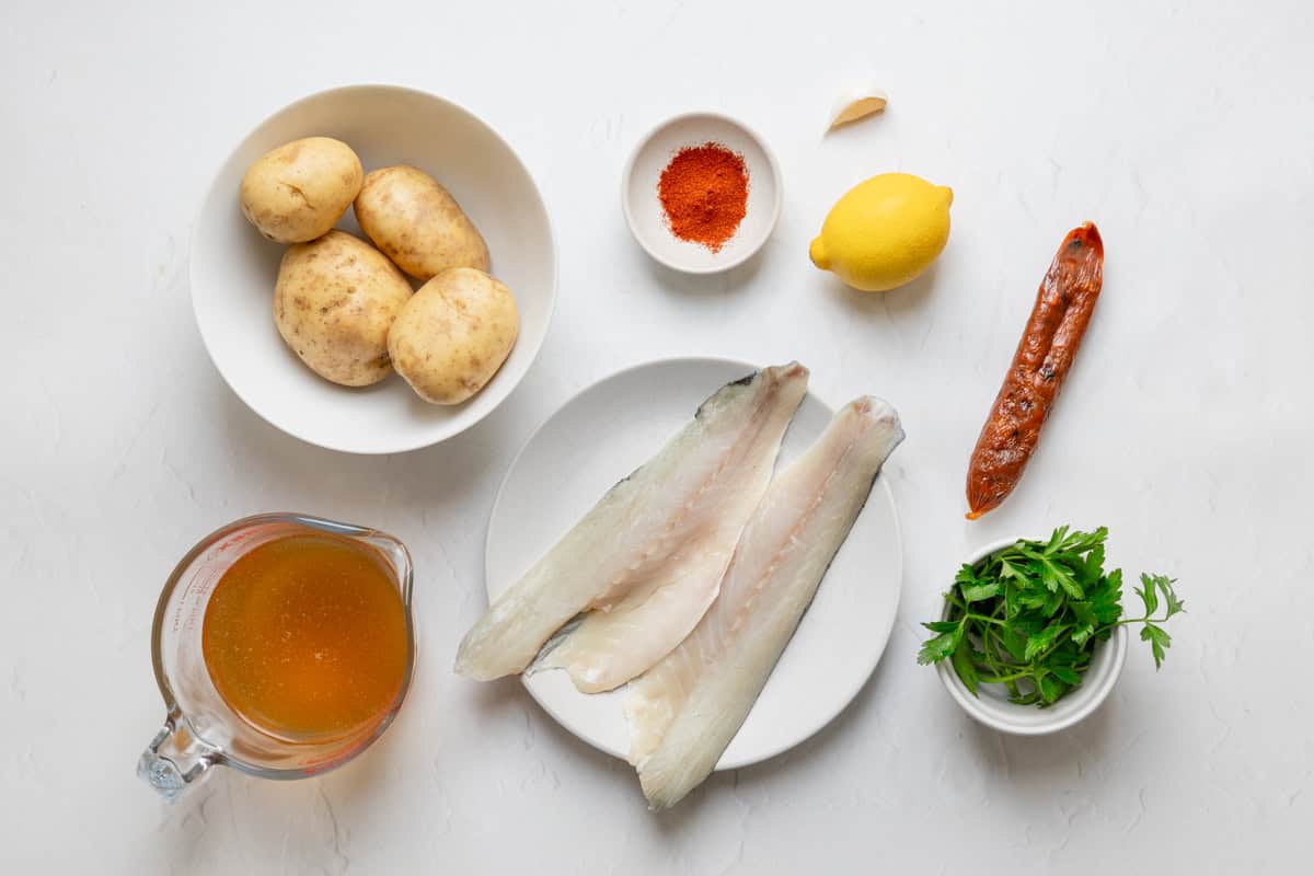 Ingredients for chorizo potato risotto