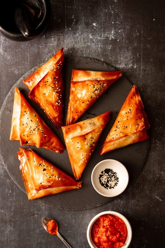 vegetable samosas with filo pastry