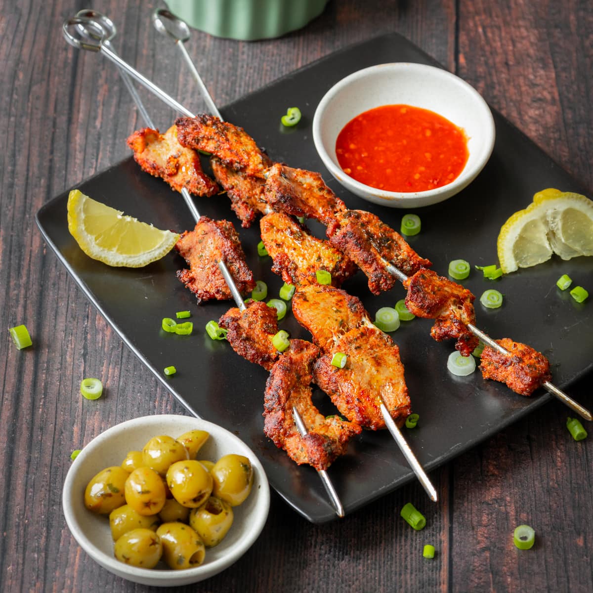 Plate of pinchos morunos