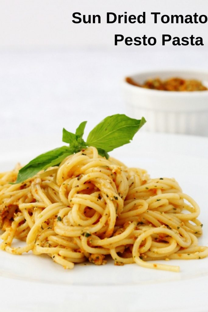 sun dried tomato pesto pasta pin image