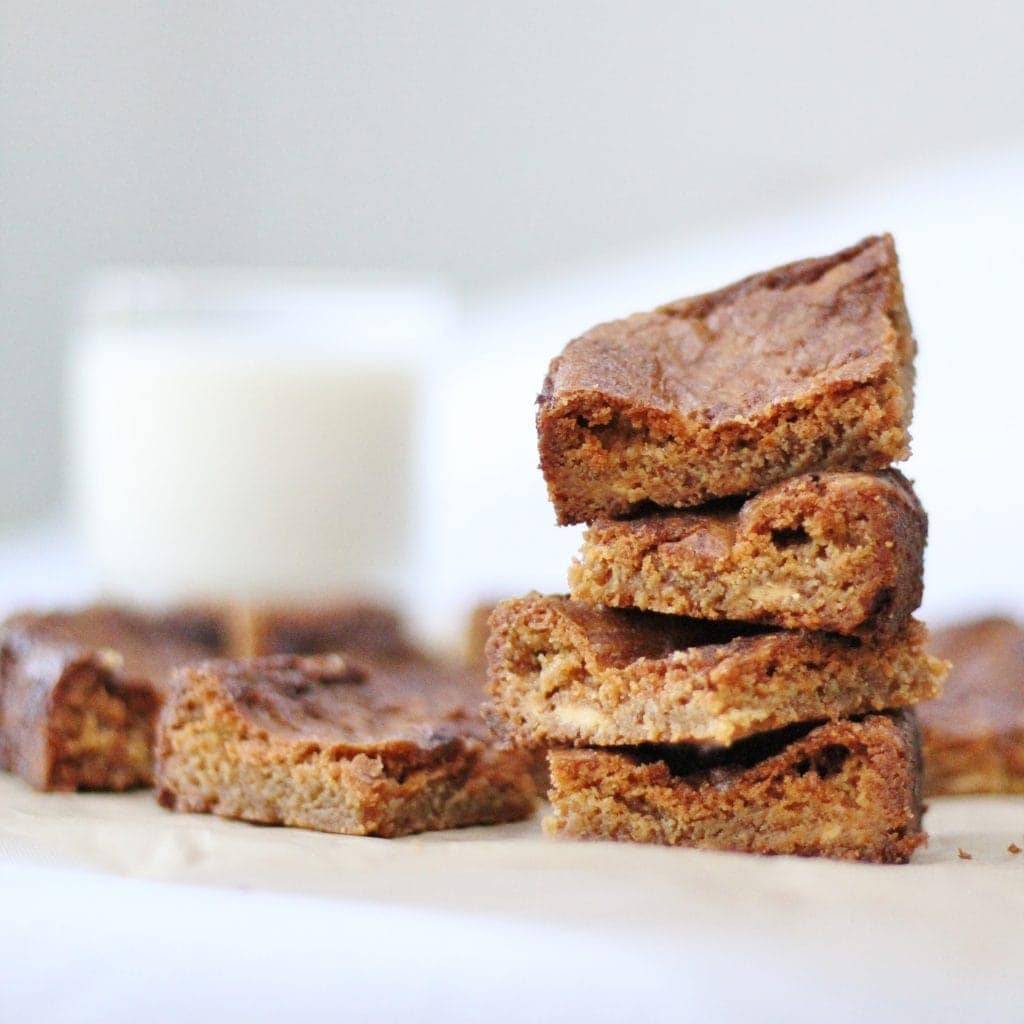 Stack of homemade blondies