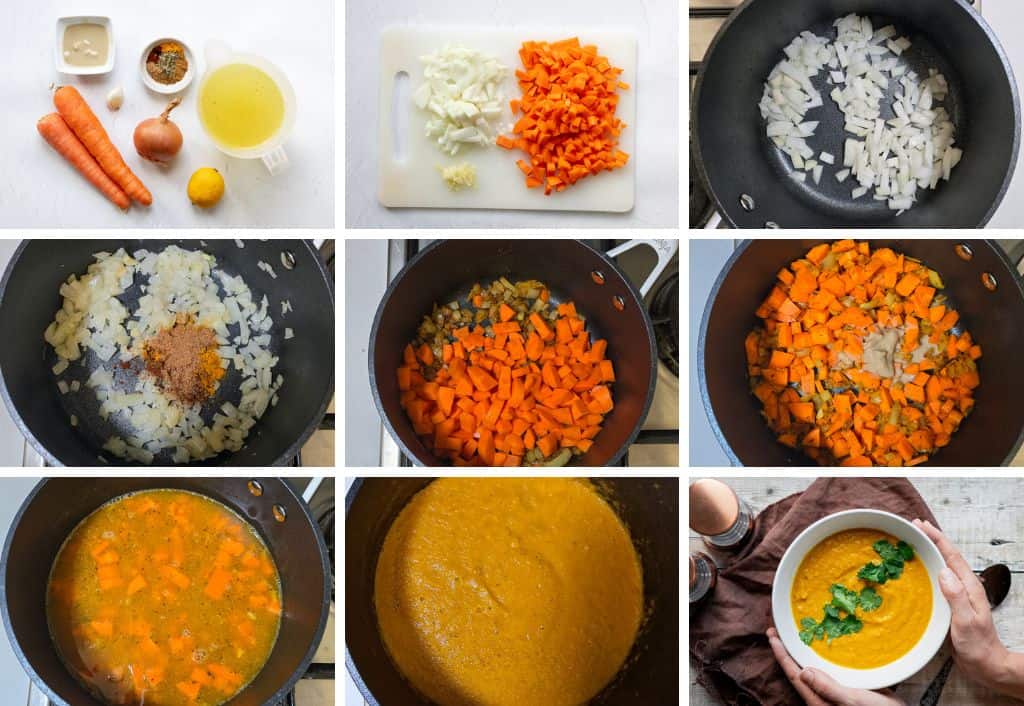 how to make carrot and tahink soup step by step