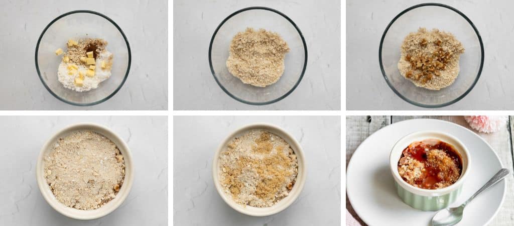 How to make individual rhubarb crumbles step by step