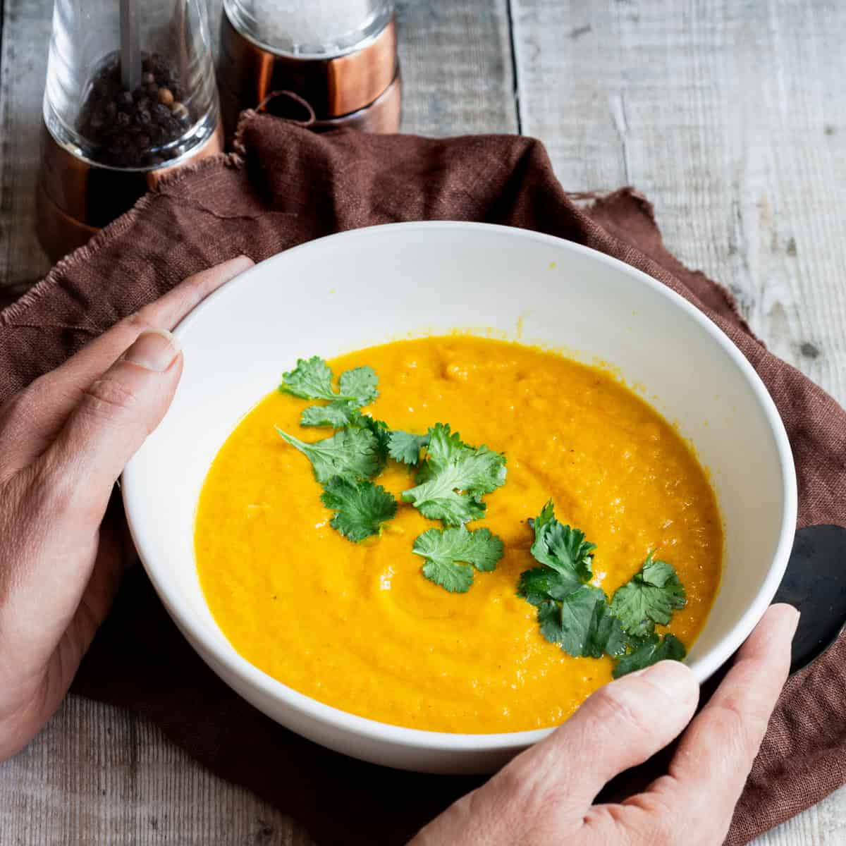 bowl of carrot and tahini soup