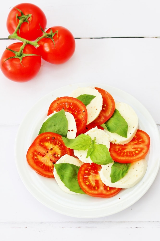 Caprese salad with more tomatoes