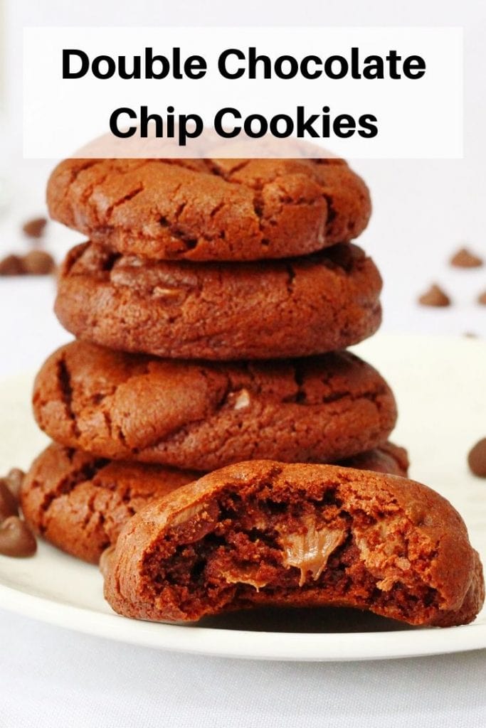 double chocolate chip cookies pin image