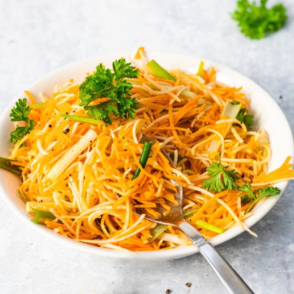 bowl of carrot and celeriac salad