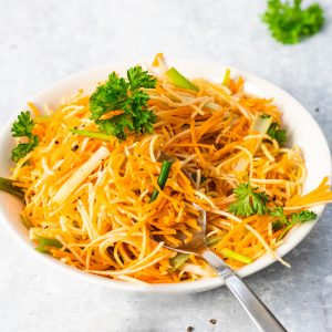 bowl of carrot and celeriac salad