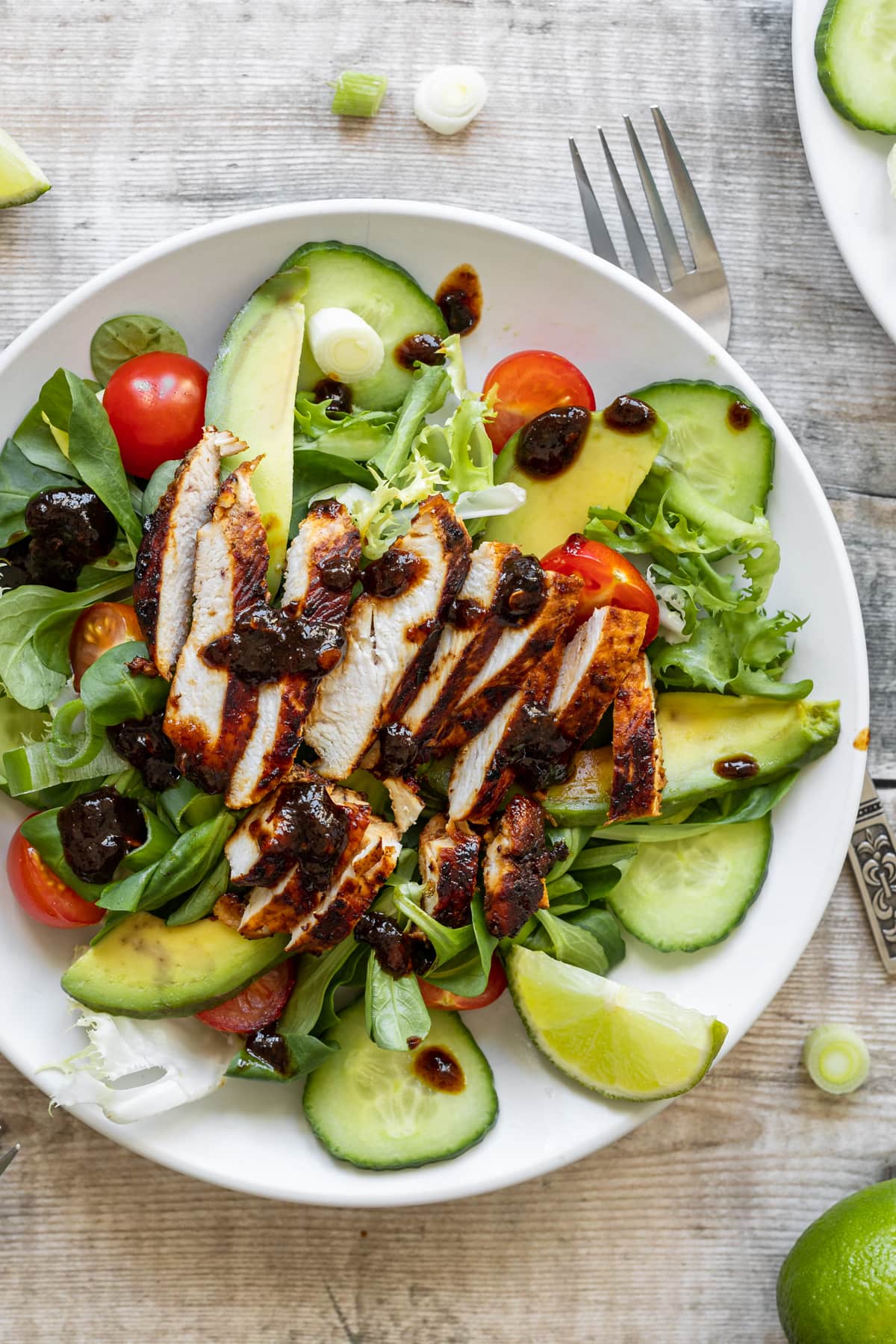 Close up of chamoy chicken salad