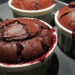 Blueberry upside down chocolate cakes