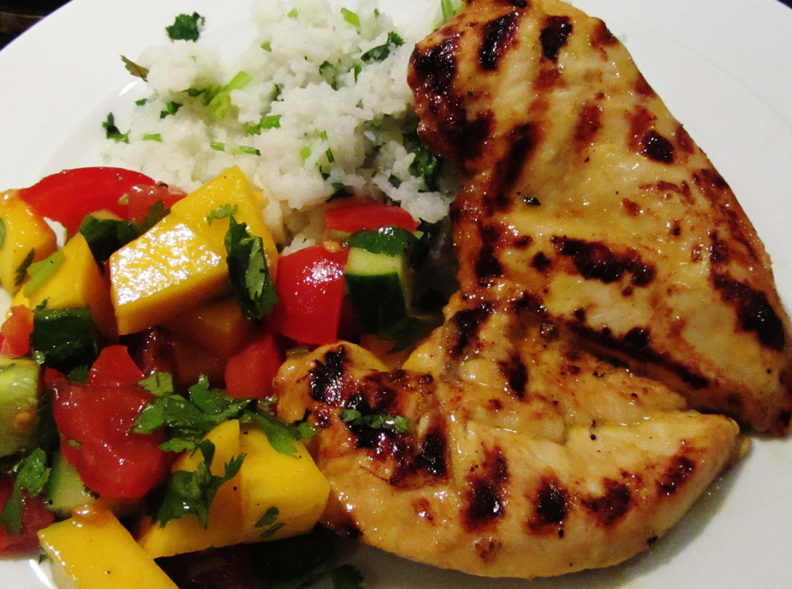 Mango chicken and mango salsa