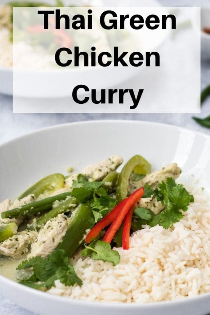 Thai Green chicken curry pin image