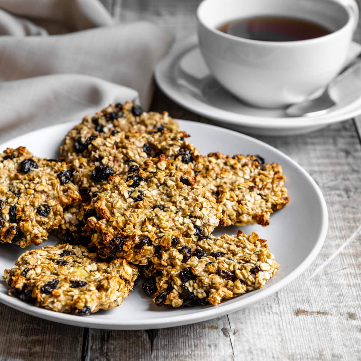 Plate of banana oat and raisin bites