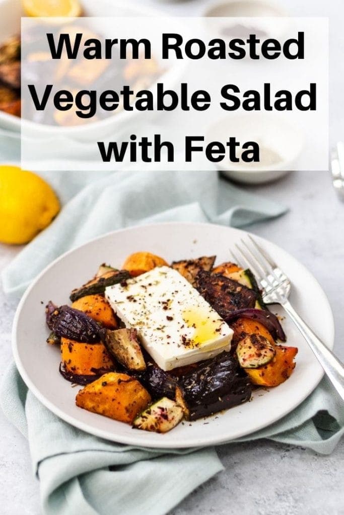 Warm roasted vegetable salad pin image