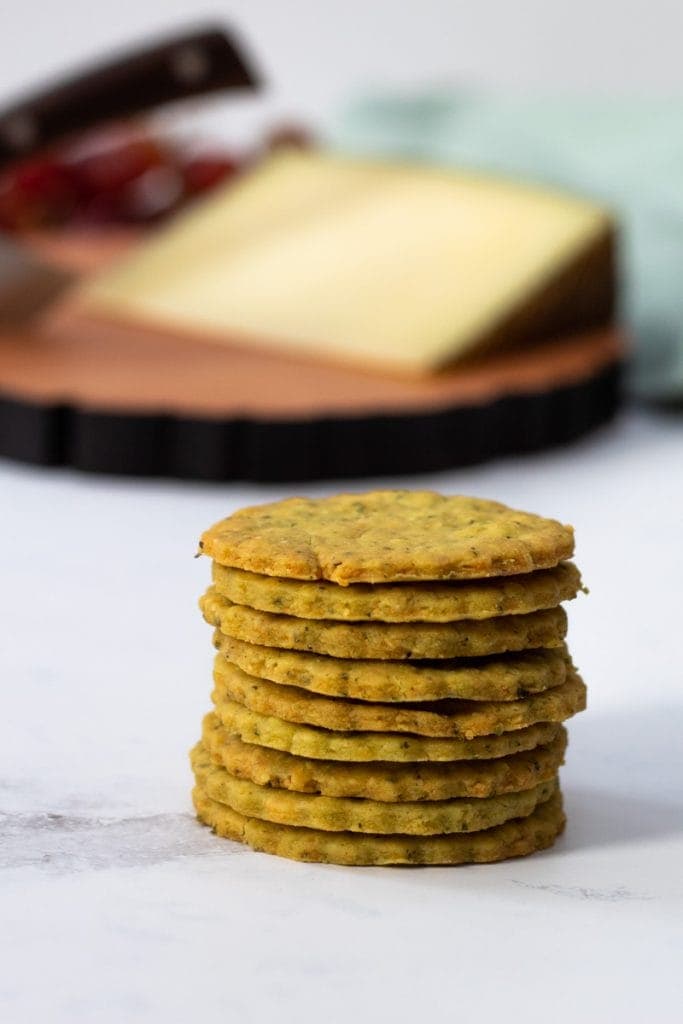 stack of basil and parmesan thins