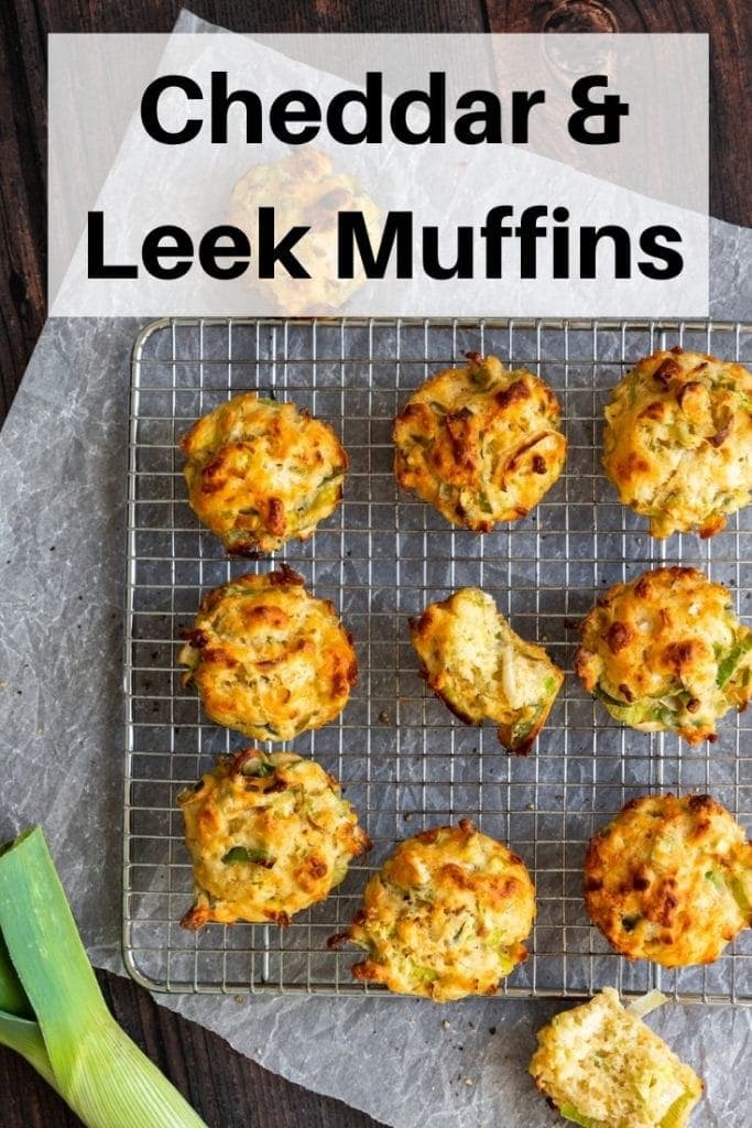 Cheddar and leek muffins pin image