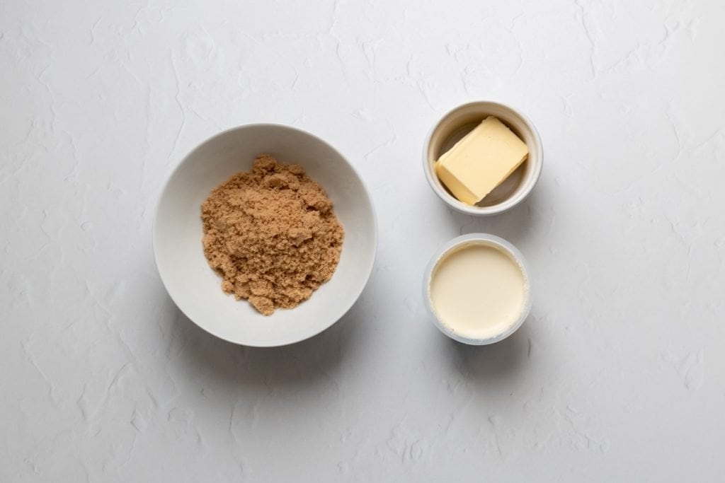 Ingredients for sticky toffee sauce