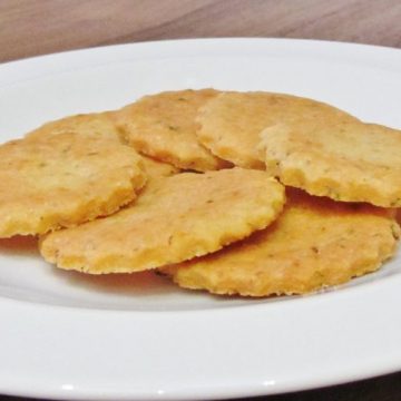 Plate of basil and parmesan thins