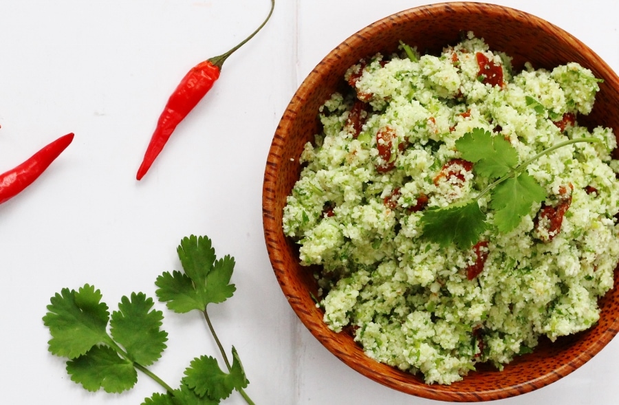 cauliflower tabouli in a bowl
