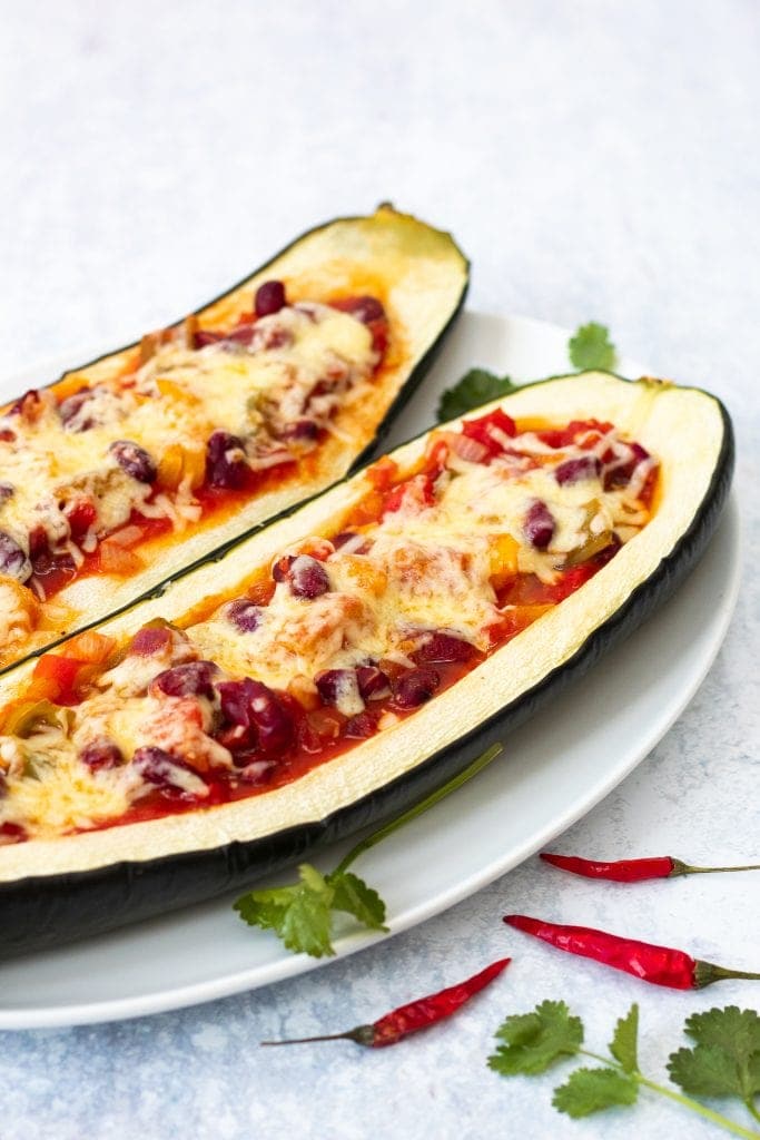 baked stuffed vegetarian chilli stuffed marrow