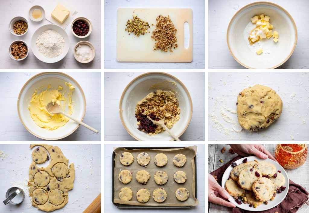 How tomake nut and cranberry biscuits step by step