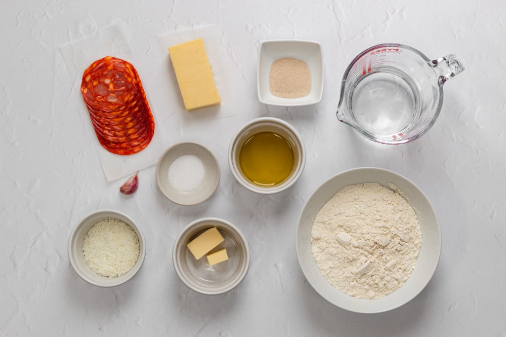 Ingredients for pizza bread rolls