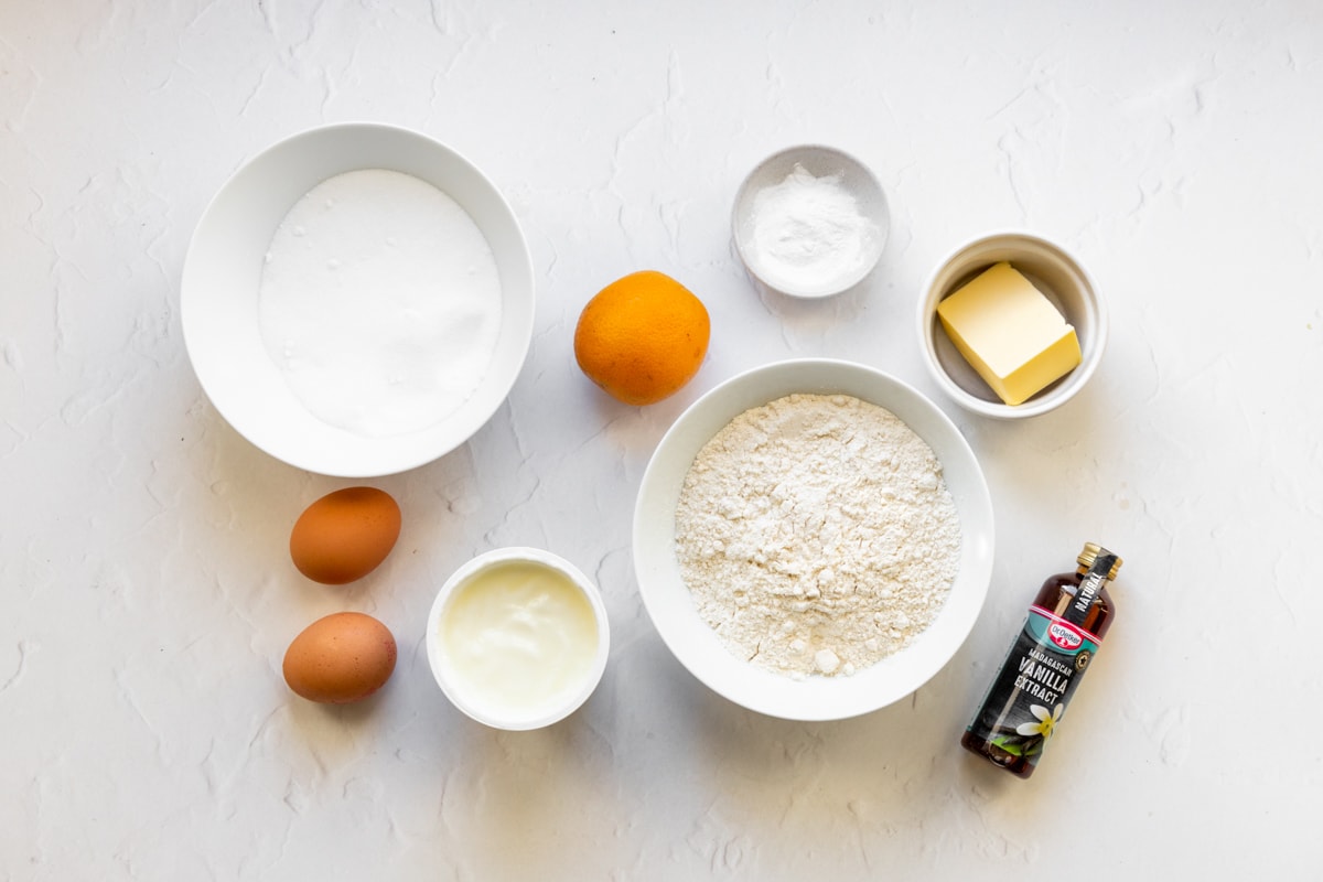 Ingredients for orange buttermilk cake