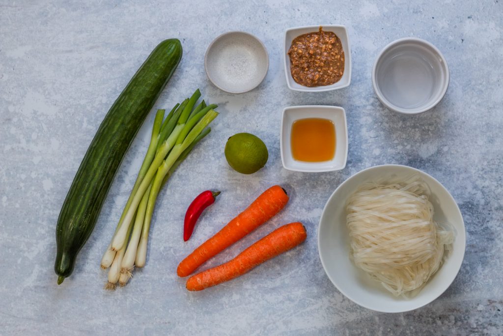 Ingrdients for Peanut butter noodle salad
