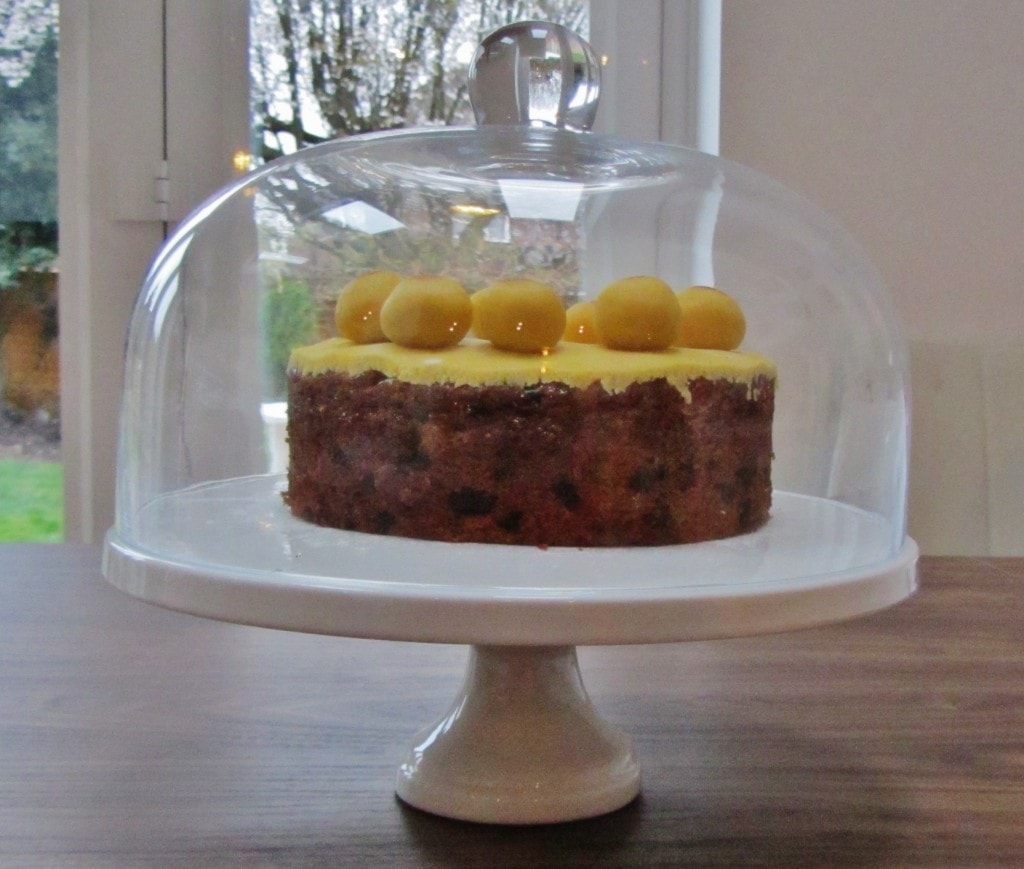 Easter Simnel Cake Simnel cake on a cake stand