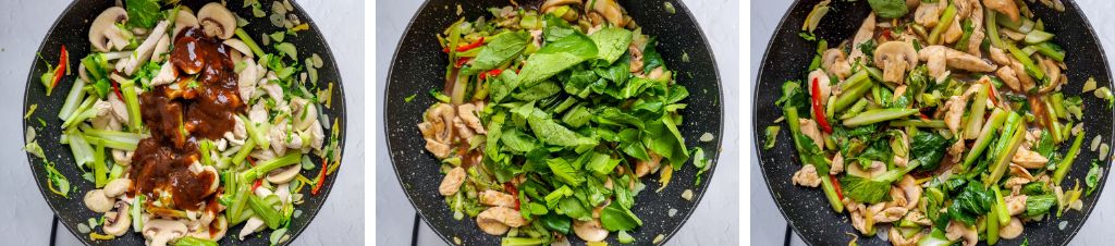 Cauliflower leaf chicken stir fry step by step images 2