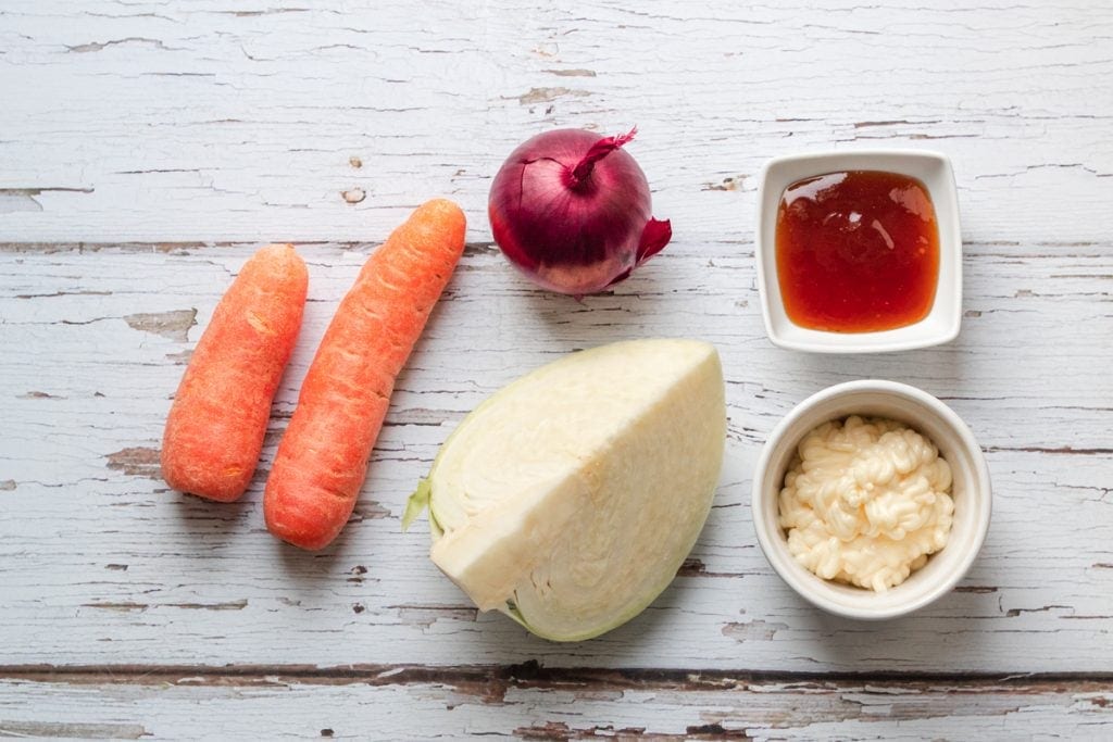 Ingredients for char siu coleslaw