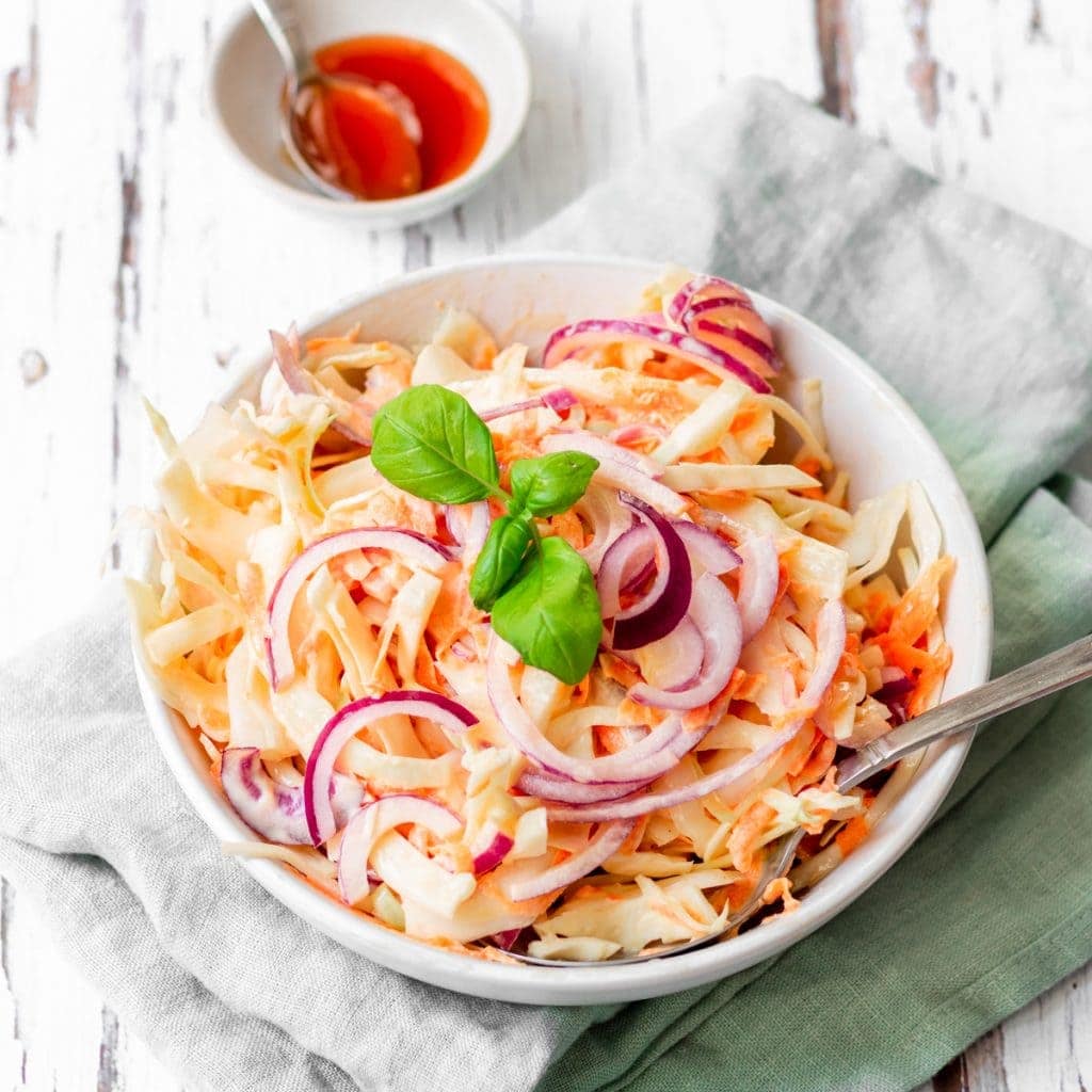 bowl of char siu coleslaw