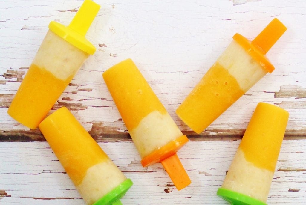 homemade peach and banana ice lollies