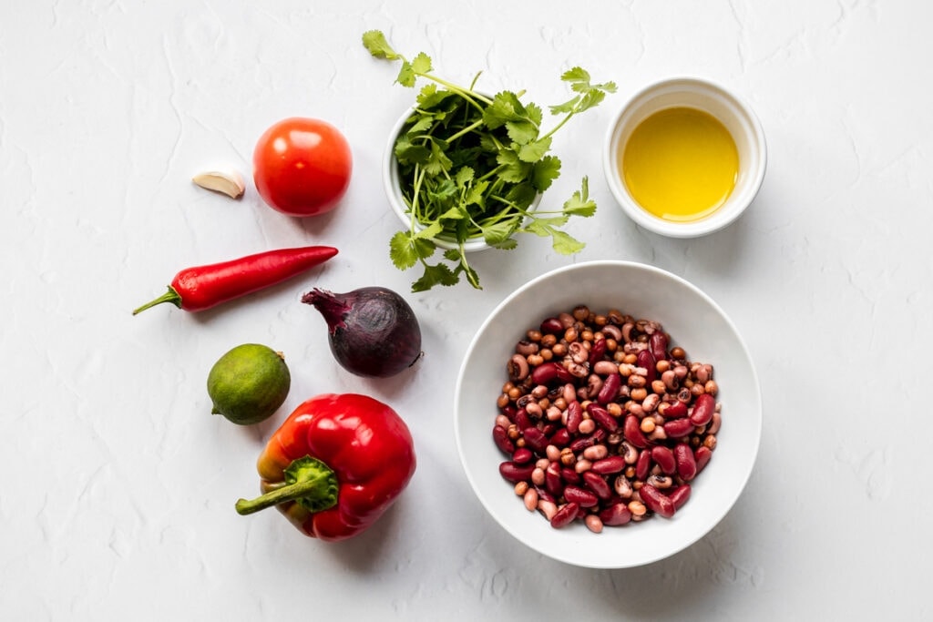 Ingredients for Caribbean bean salad