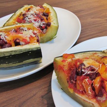 Kidney Bean and Mozzarella stuffed marrow