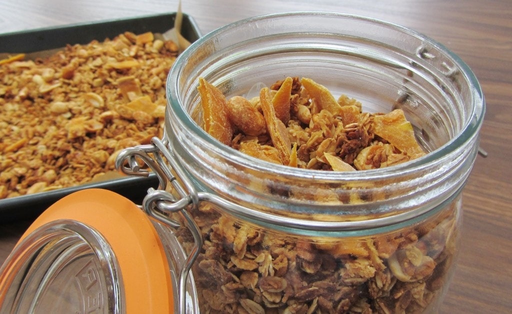Peanut mango and coconut granola