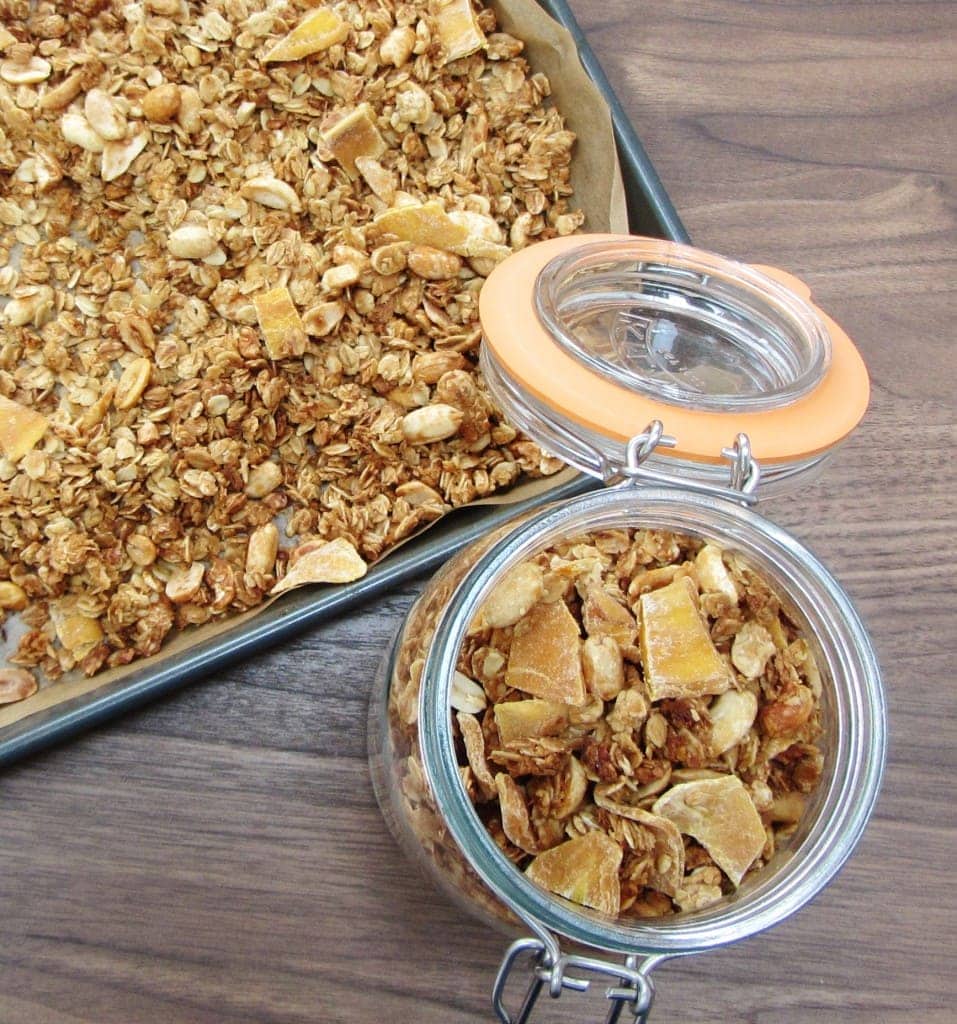 Peanut mango and coconut granola