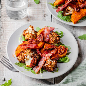 Butternut squash cauliflower and pecan salad