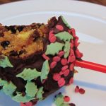 Half-eaten Christmas cake pop