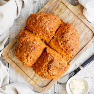 Loaf of tomato and nigella seed quick bread